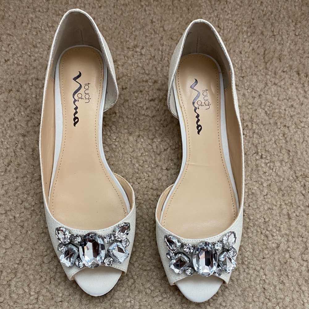 Touch of Nina Crystal peep toe wedge